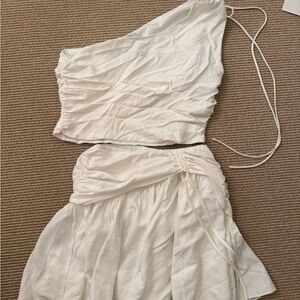 Elegant White One-Shoulder Set